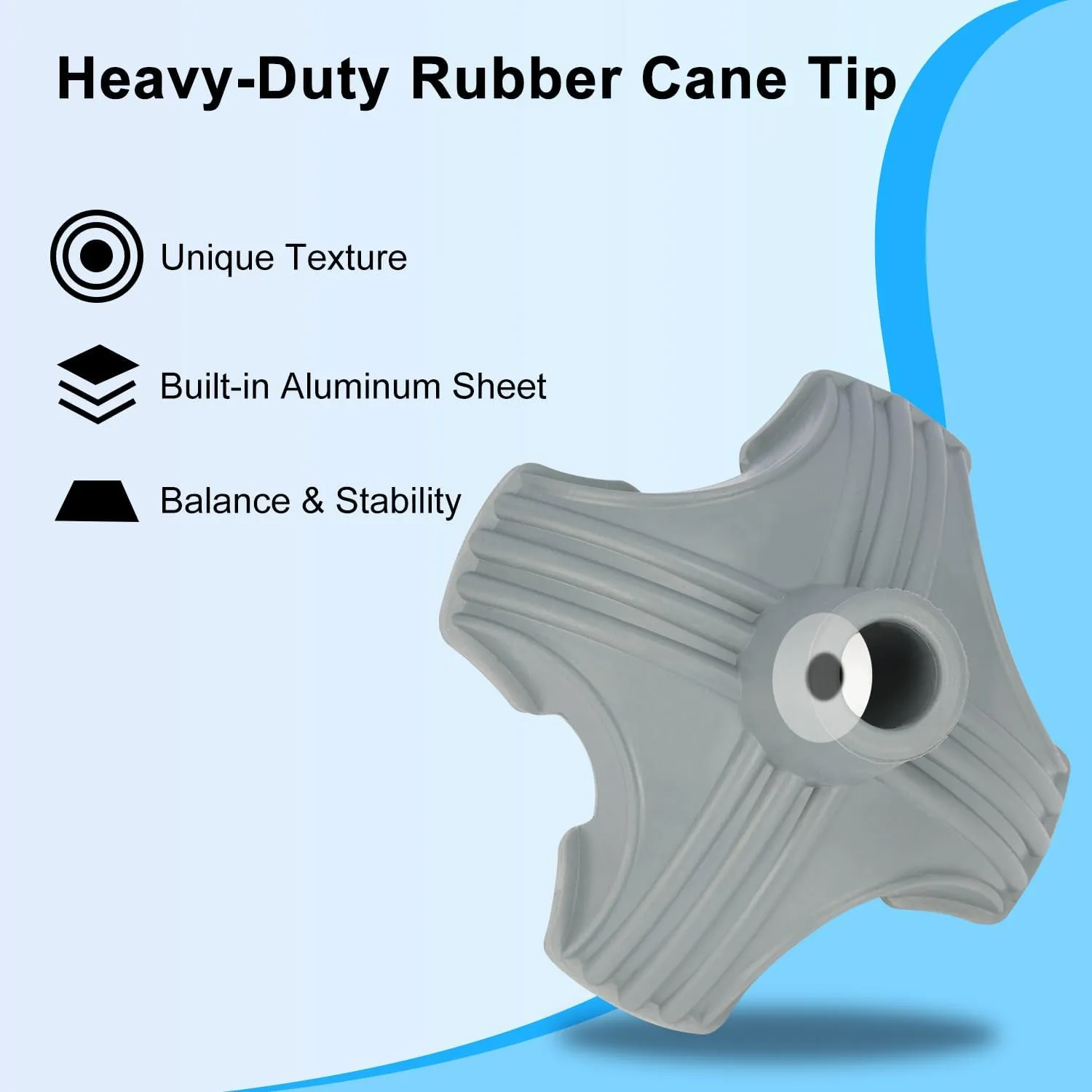 4 Point Self Standing Quad Support Rubber Replacement Cane Tip