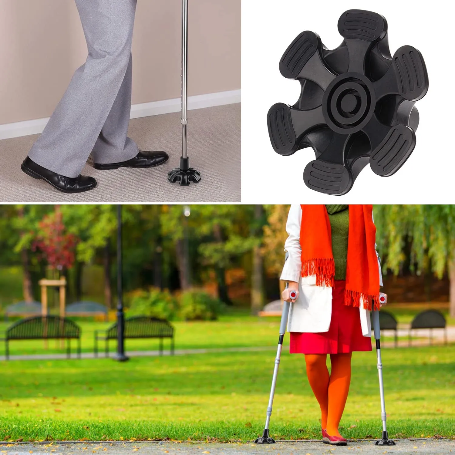 6-Prong Self Standing Replacement Cane Tip