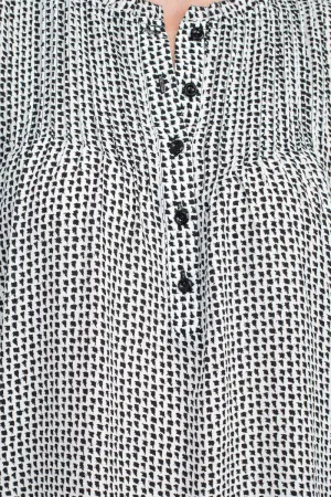 Adrianna Papell Crew Neck Long Sleeves Button Detail Woven Top by Curated Brands