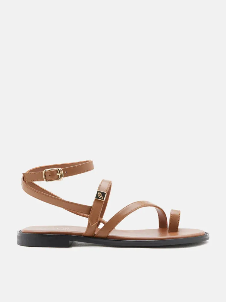 Aelin Strappy Leather Flat Sandals