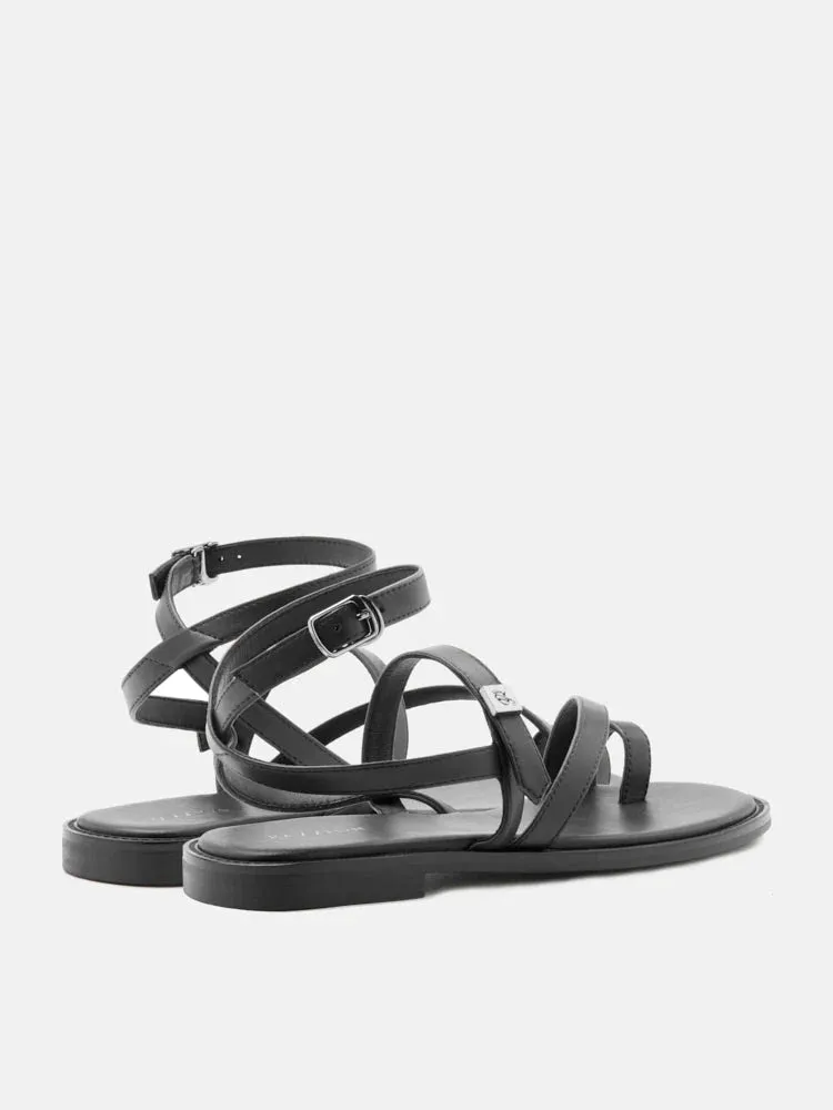 Aelin Strappy Leather Flat Sandals