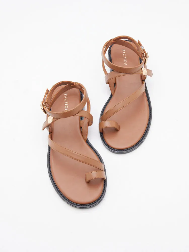 Aelin Strappy Leather Flat Sandals