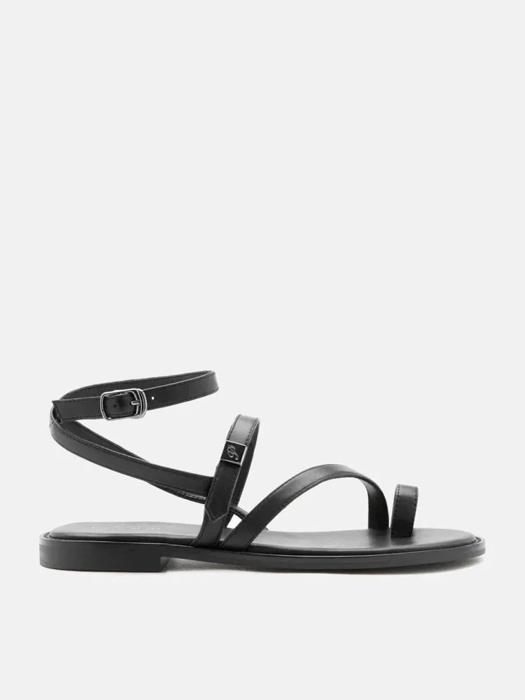Aelin Strappy Leather Flat Sandals