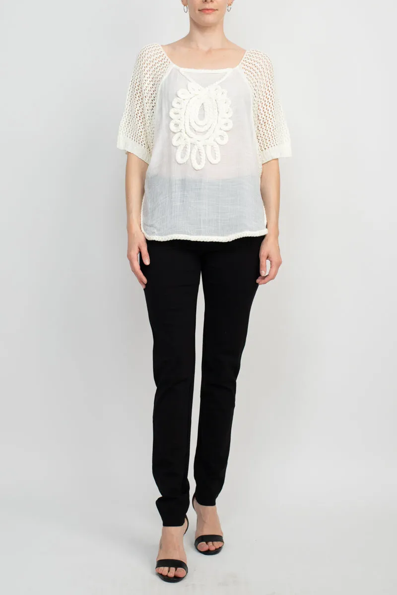 Alberto Makali Scoop Neck Short Sleeve Knit Top by Curated Brands
