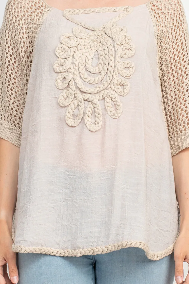 Alberto Makali Scoop Neck Short Sleeve Knit Top by Curated Brands