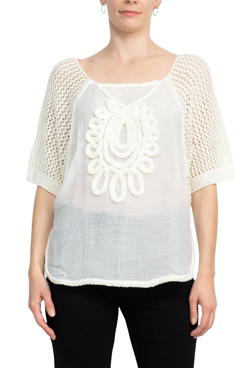 Alberto Makali Scoop Neck Short Sleeve Knit Top by Curated Brands