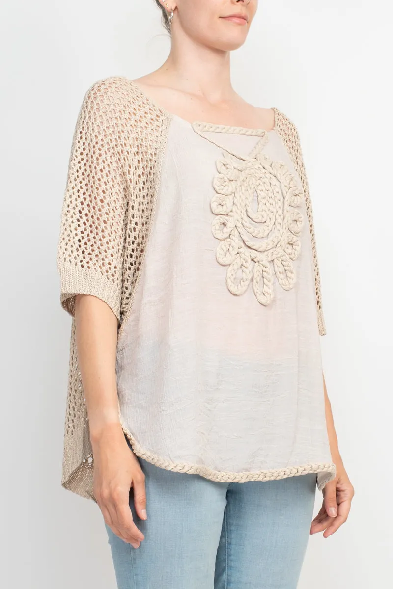 Alberto Makali Scoop Neck Short Sleeve Knit Top by Curated Brands
