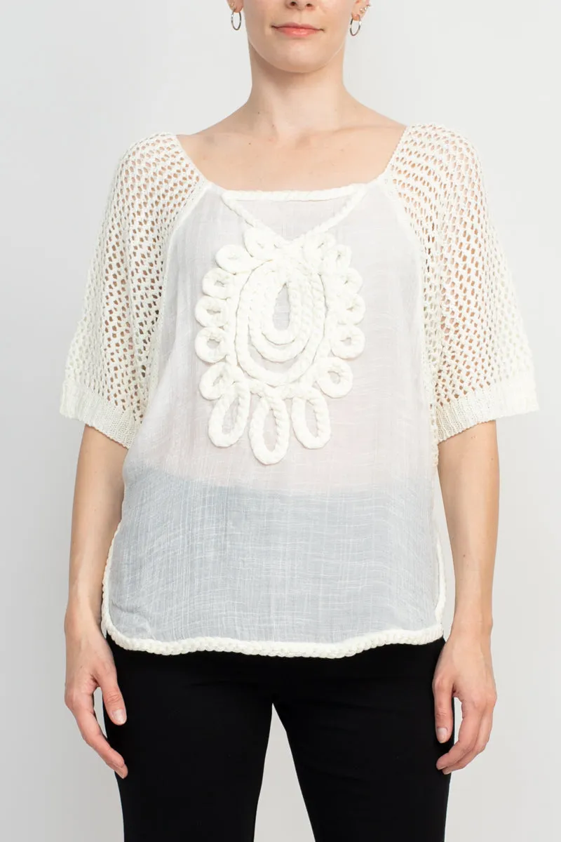 Alberto Makali Scoop Neck Short Sleeve Knit Top by Curated Brands