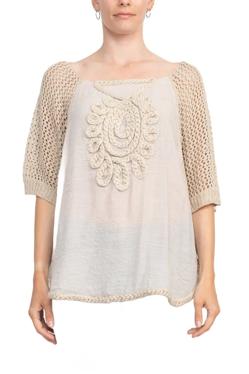 Alberto Makali Scoop Neck Short Sleeve Knit Top by Curated Brands