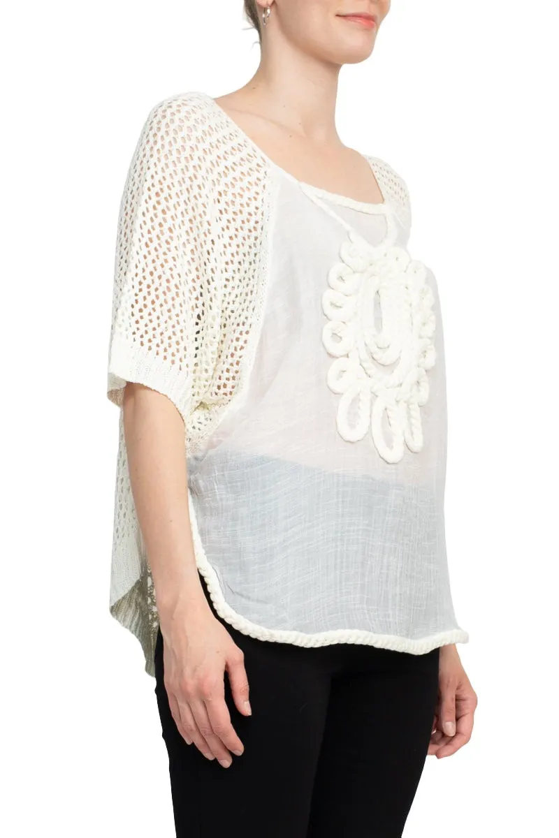 Alberto Makali Scoop Neck Short Sleeve Knit Top by Curated Brands