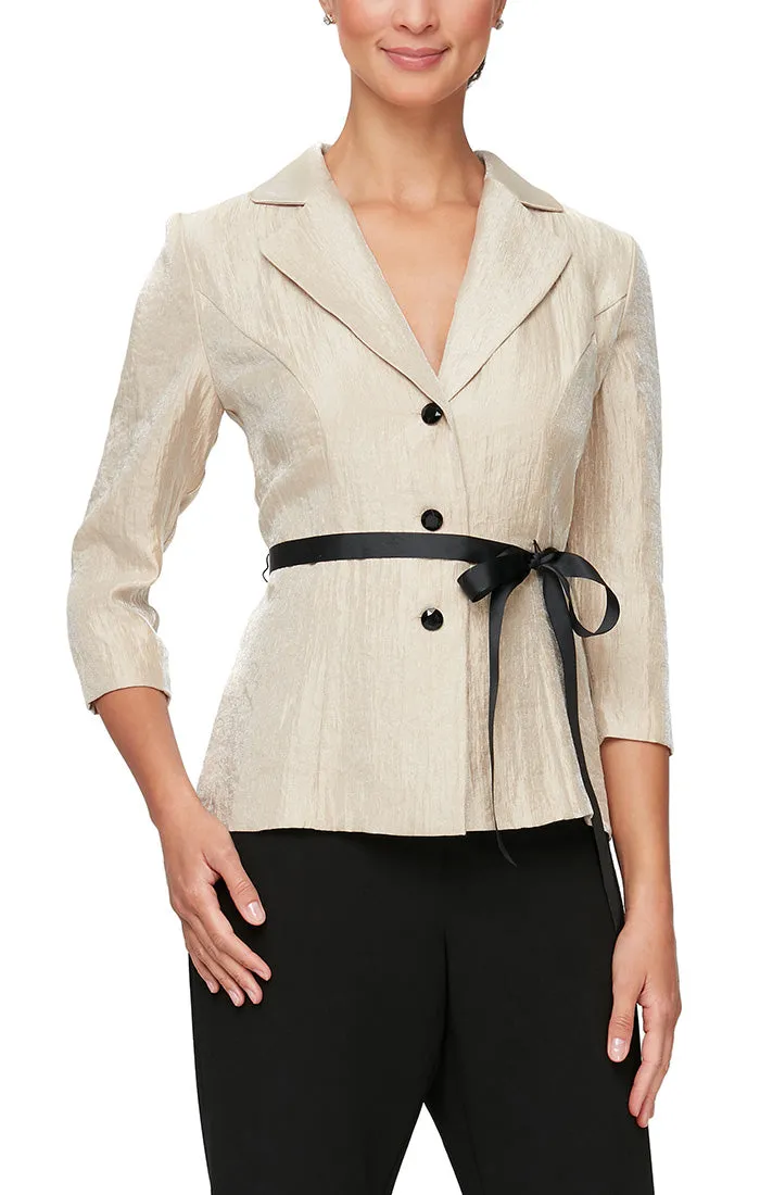 Alex Evenings Button Front Blouse with Tie Belt by Curated Brands