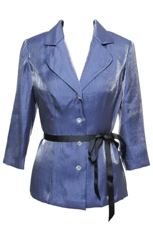 Alex Evenings Button Front Blouse with Tie Belt by Curated Brands