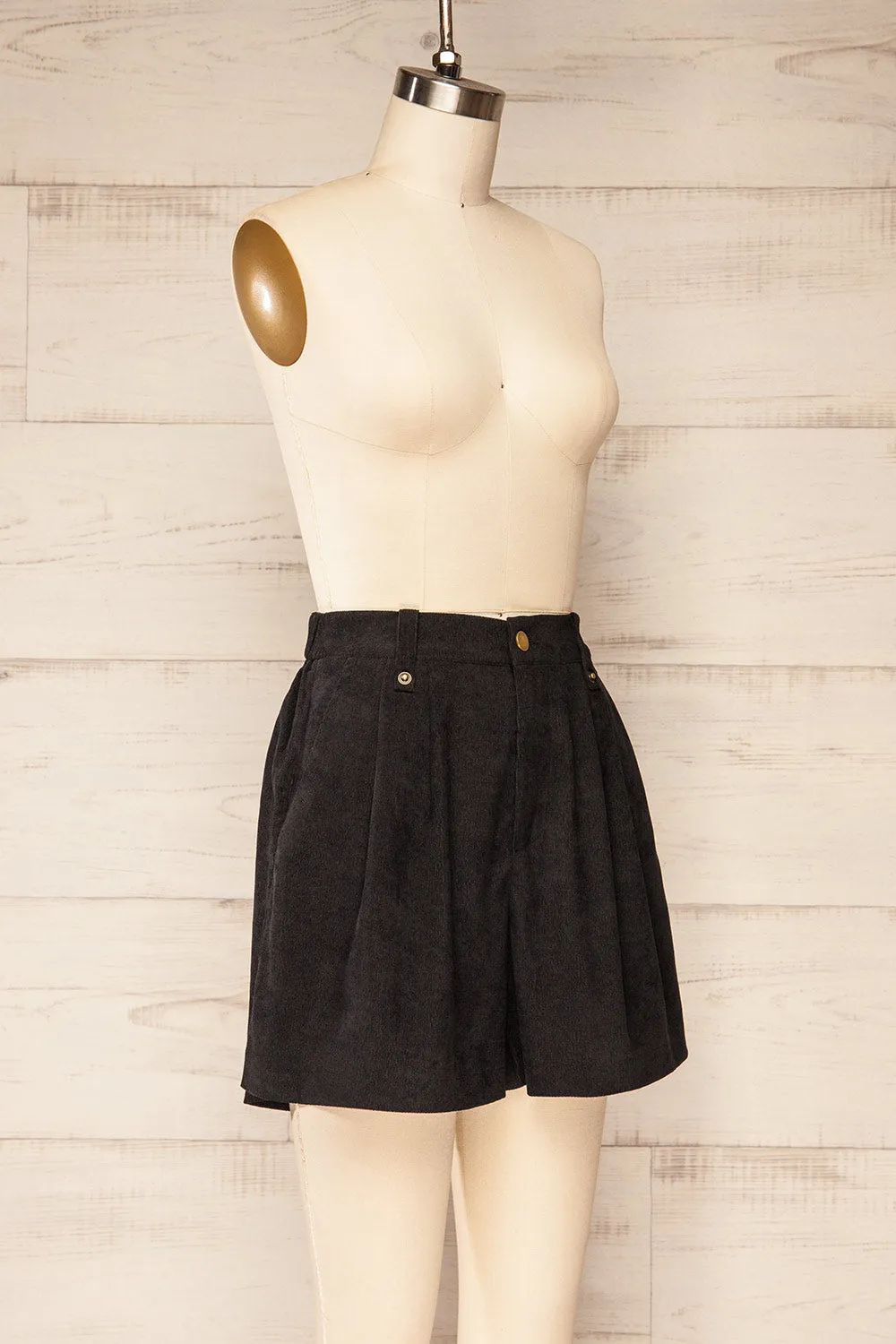 Amsterdam | Black Corduroy Shorts