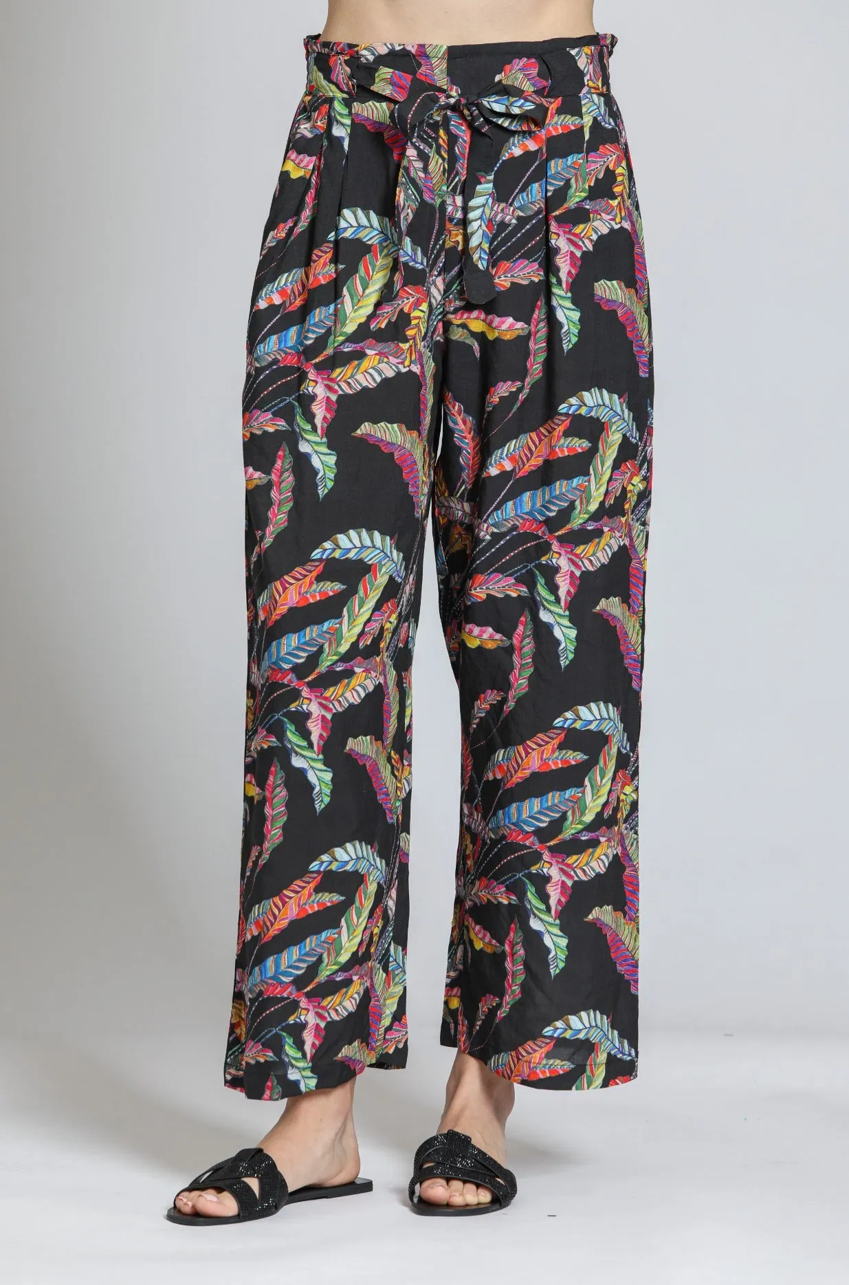 APNY Crop Wide Leg Pant  Black Multi