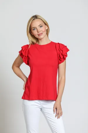 APNY Ruffle Cap Sleeve Tee - Rocco Red