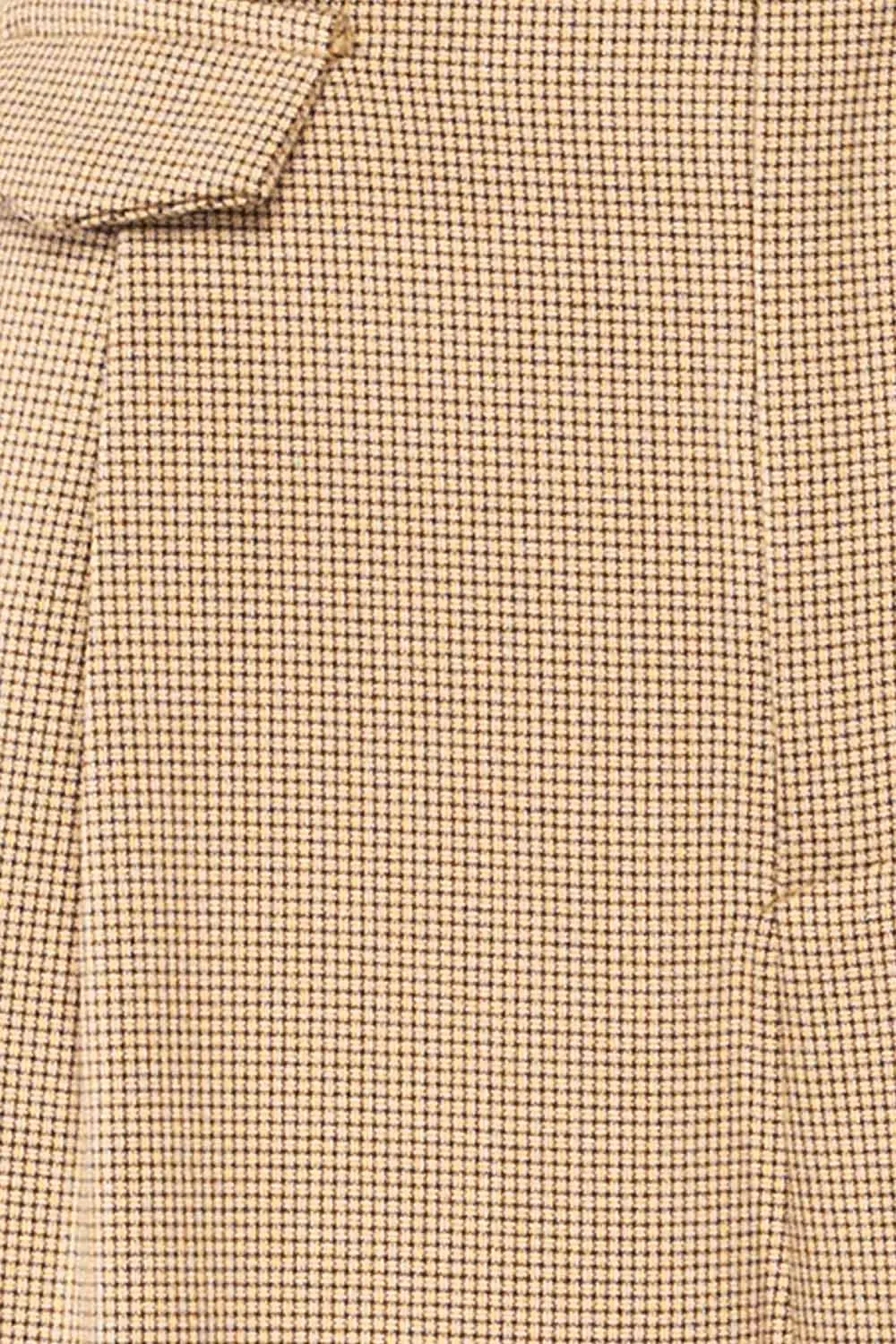 Bjork Beige | Plaid High-Waisted Straight Leg Pants