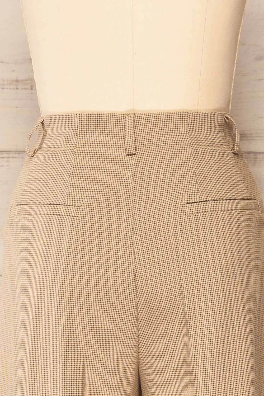 Bjork Beige | Plaid High-Waisted Straight Leg Pants