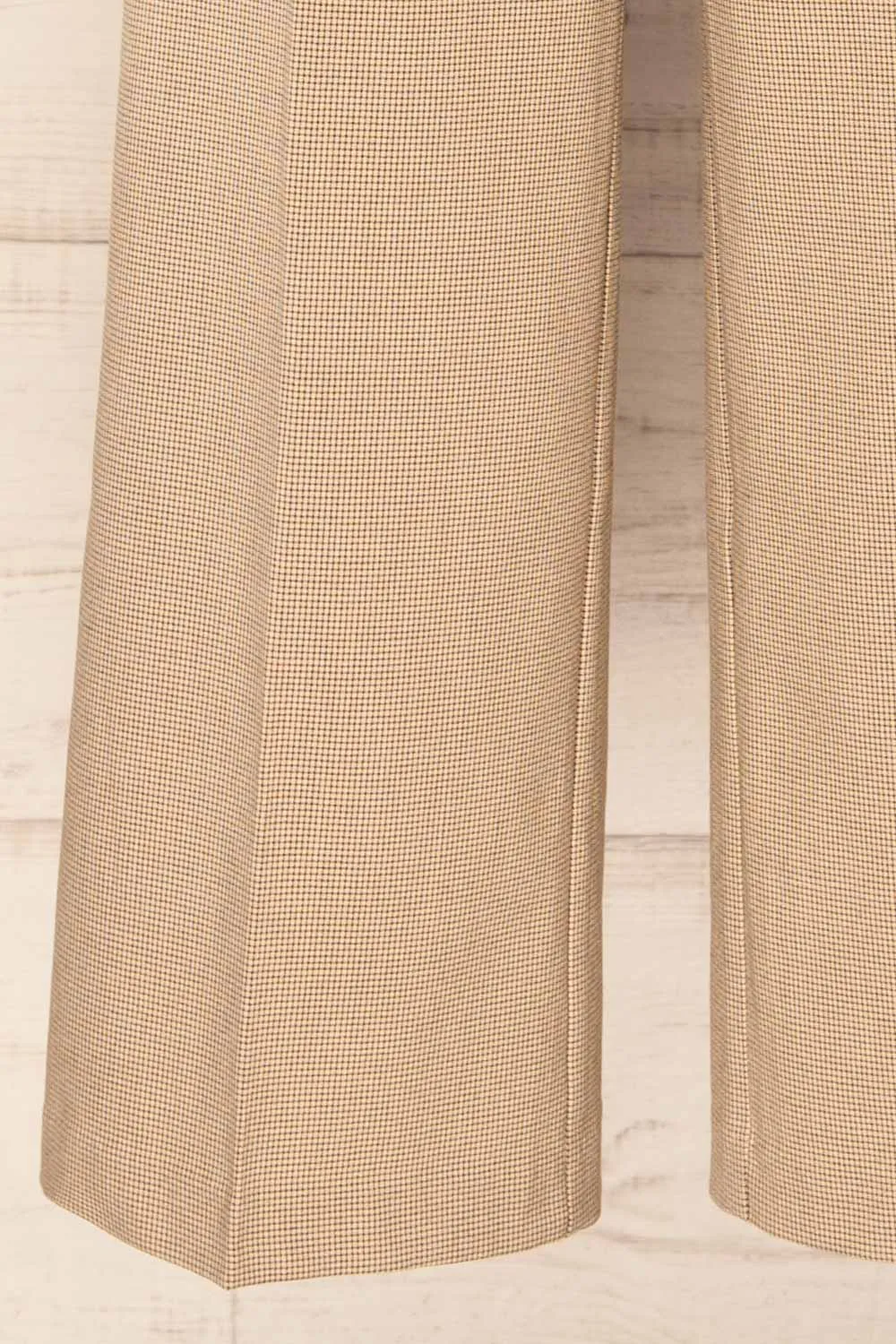 Bjork Beige | Plaid High-Waisted Straight Leg Pants