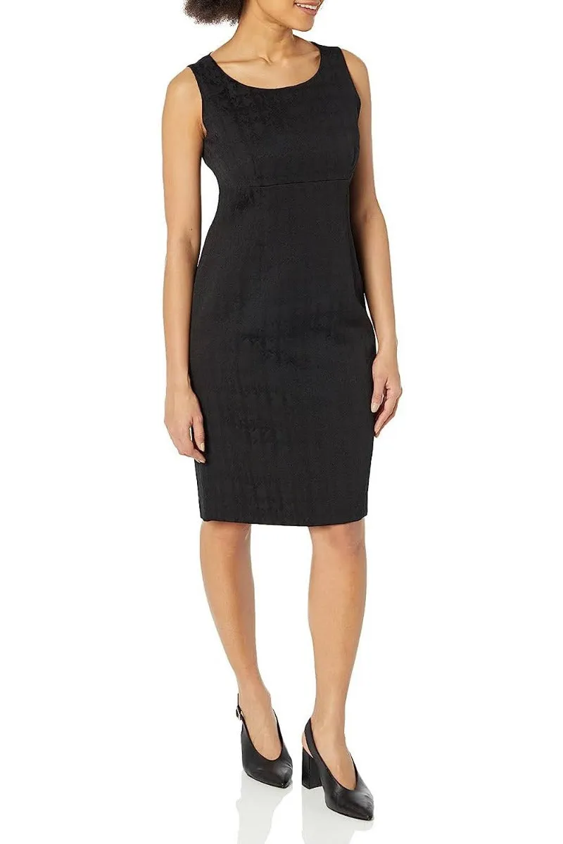 Boat Neck Back Zipper Sleeveless Dress with Hook & Eye Closure Front Jacket