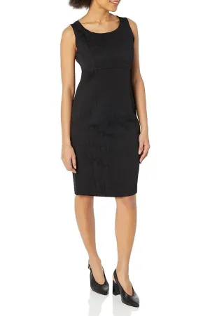 Boat Neck Back Zipper Sleeveless Dress with Hook & Eye Closure Front Jacket