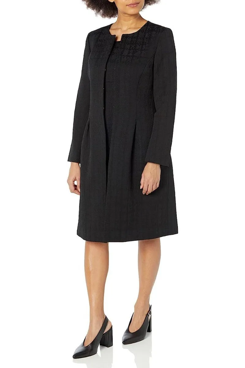 Boat Neck Back Zipper Sleeveless Dress with Hook & Eye Closure Front Jacket