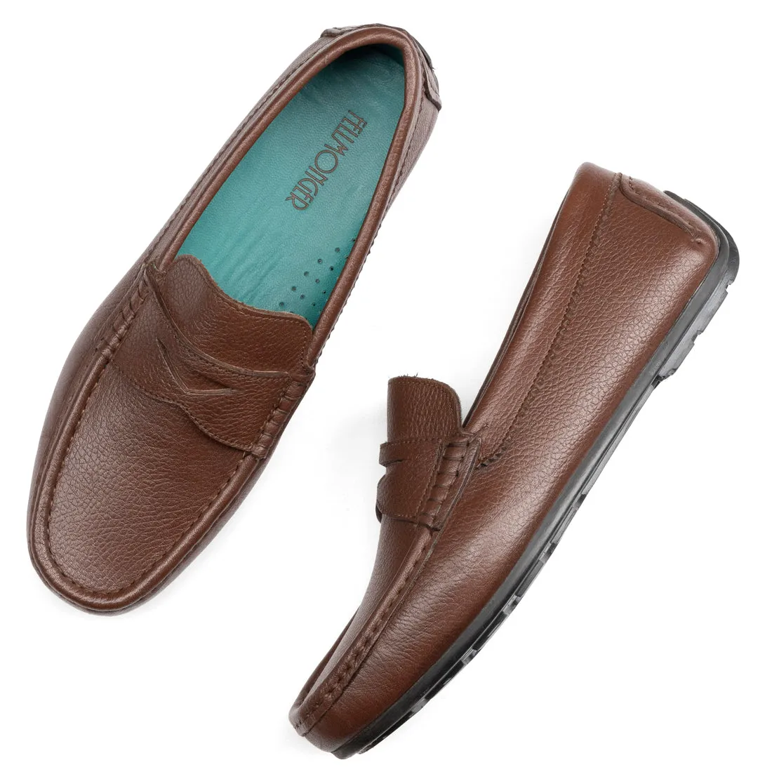 Brown Milled Penny Loafers