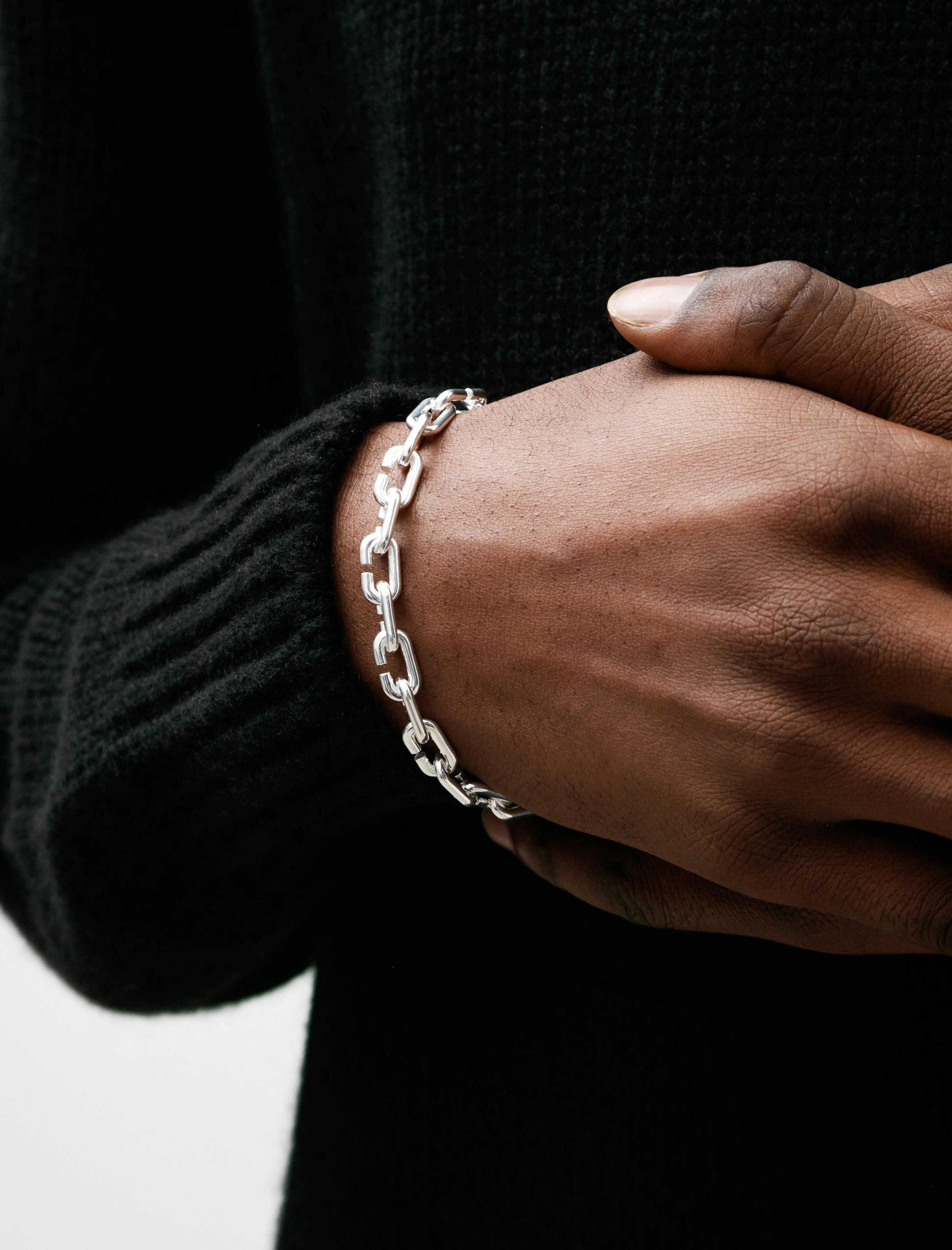 C Bracelet Thin Polished Silver