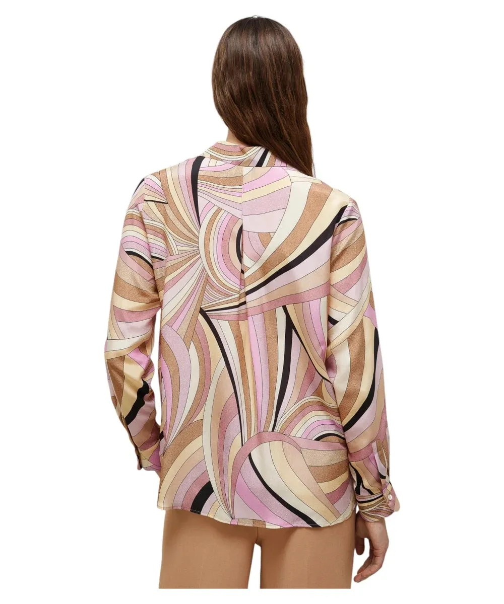 Camicia Minerva in Crêpe di Seta con Stampa Rétrò
