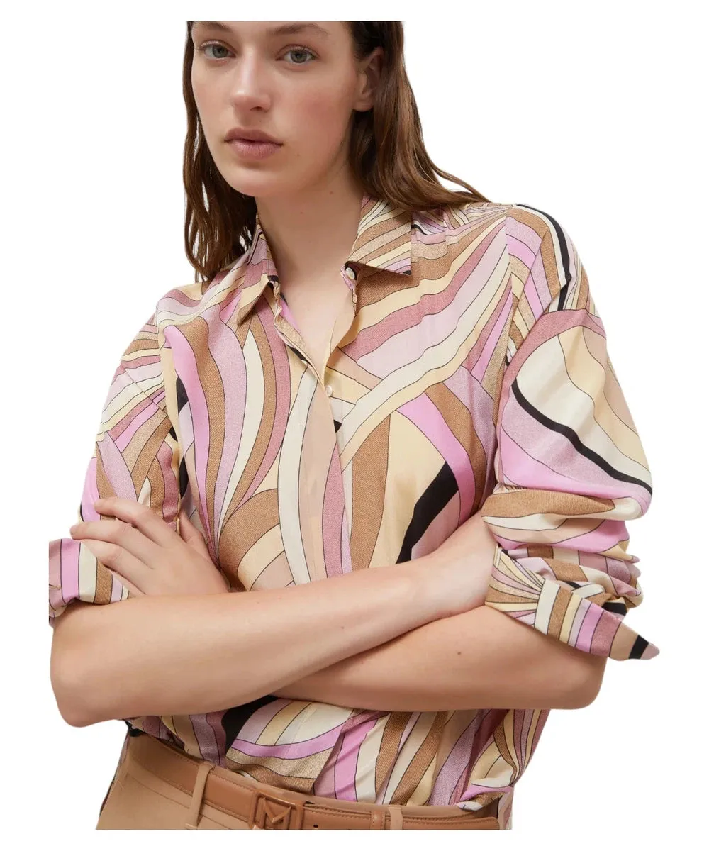 Camicia Minerva in Crêpe di Seta con Stampa Rétrò