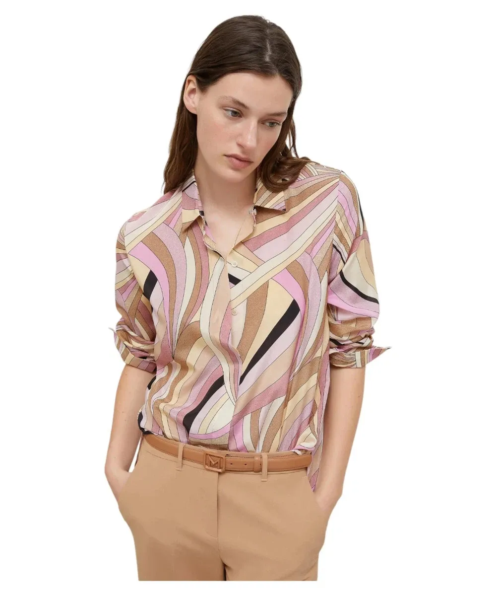 Camicia Minerva in Crêpe di Seta con Stampa Rétrò
