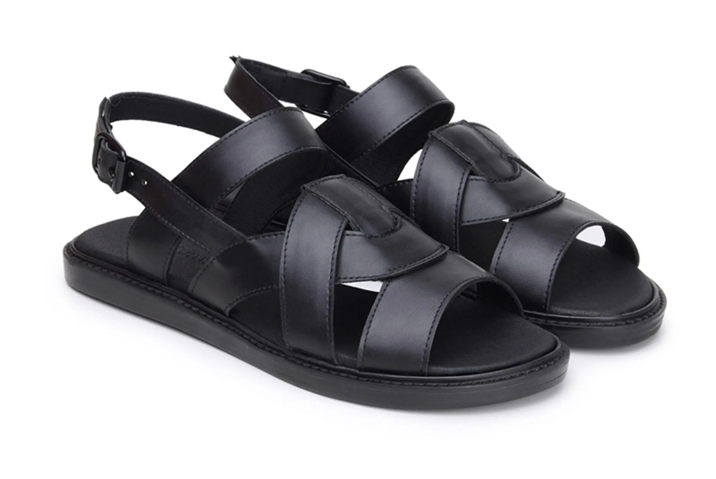 'Camila' vegan-leather sandal by Ahimsa Shoes - black