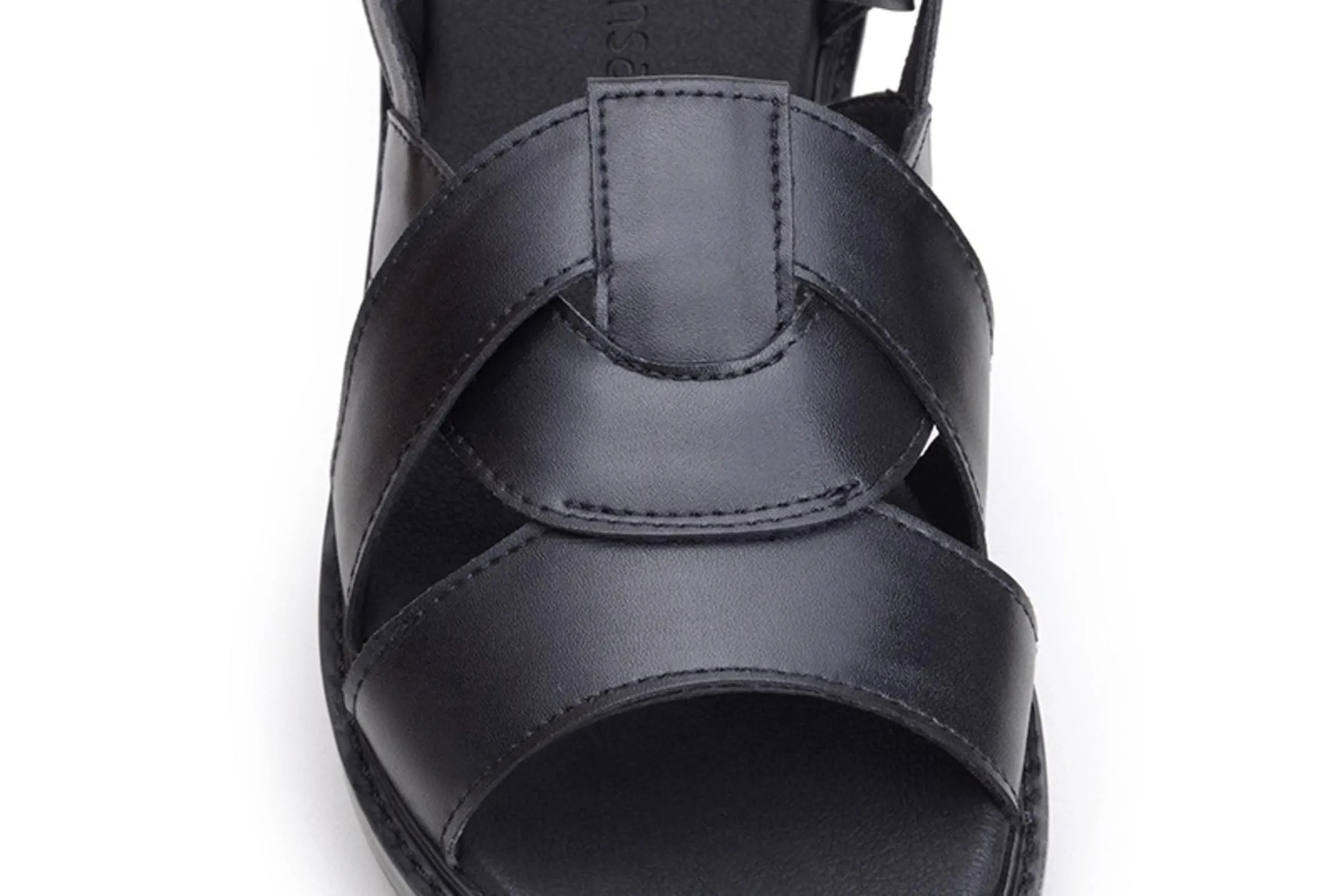 'Camila' vegan-leather sandal by Ahimsa Shoes - black