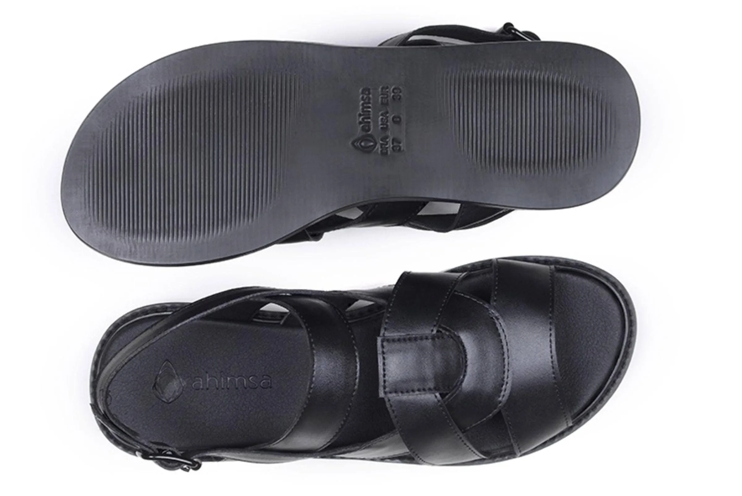 'Camila' vegan-leather sandal by Ahimsa Shoes - black