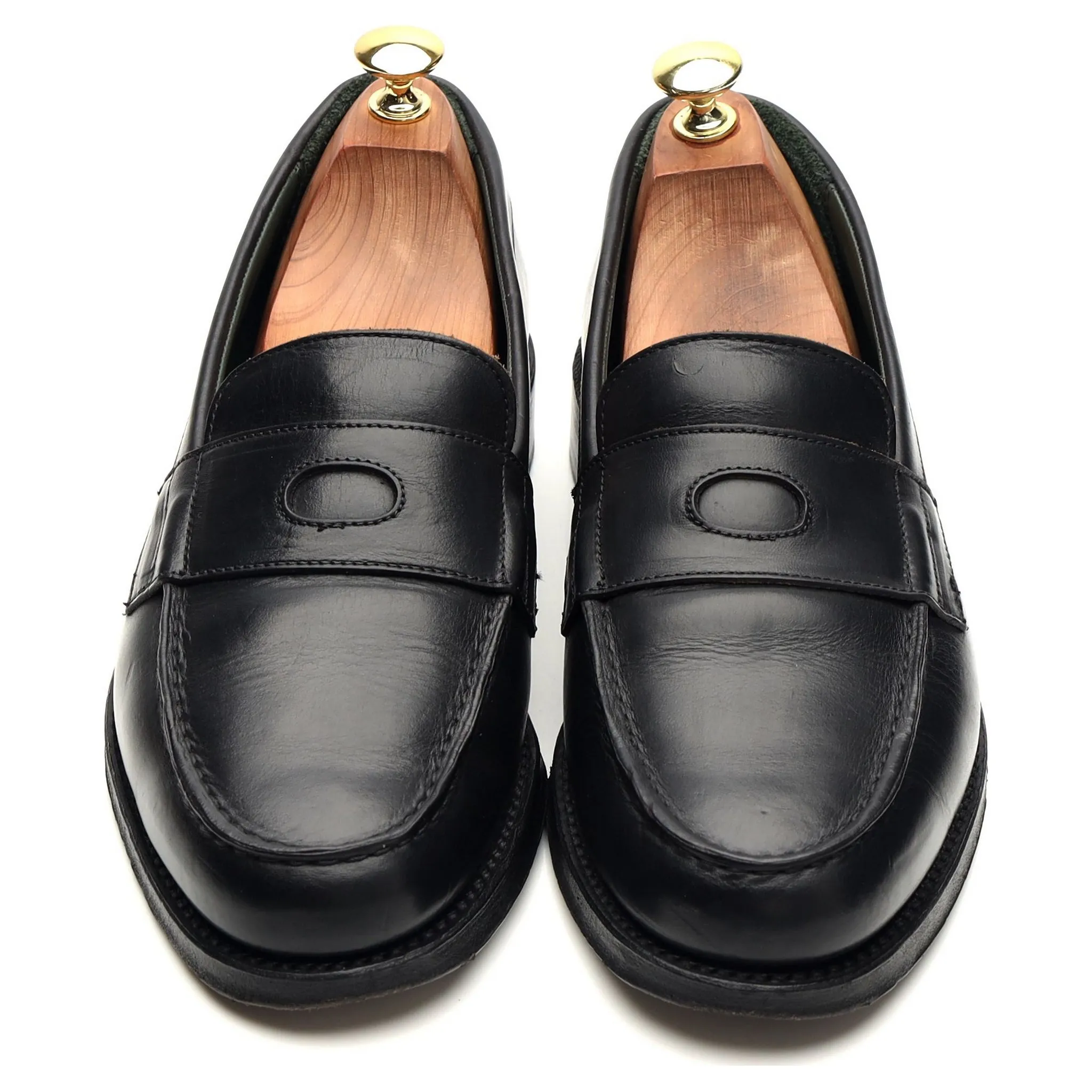 'Charles' Black Leather Loafers UK 8