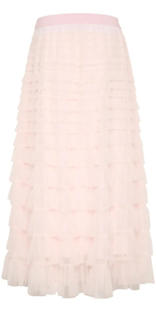 Cream Tulle Skirt, pink