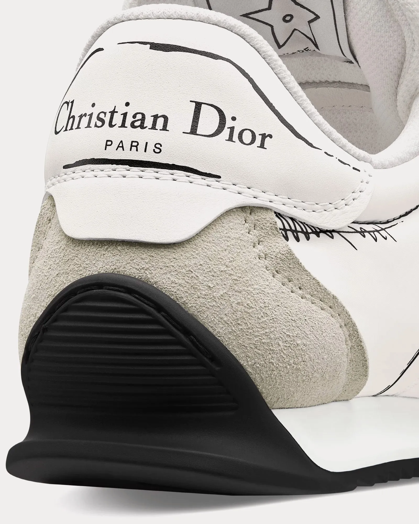 D-Sketch Nylon & Calfskin White Low Top Sneakers
