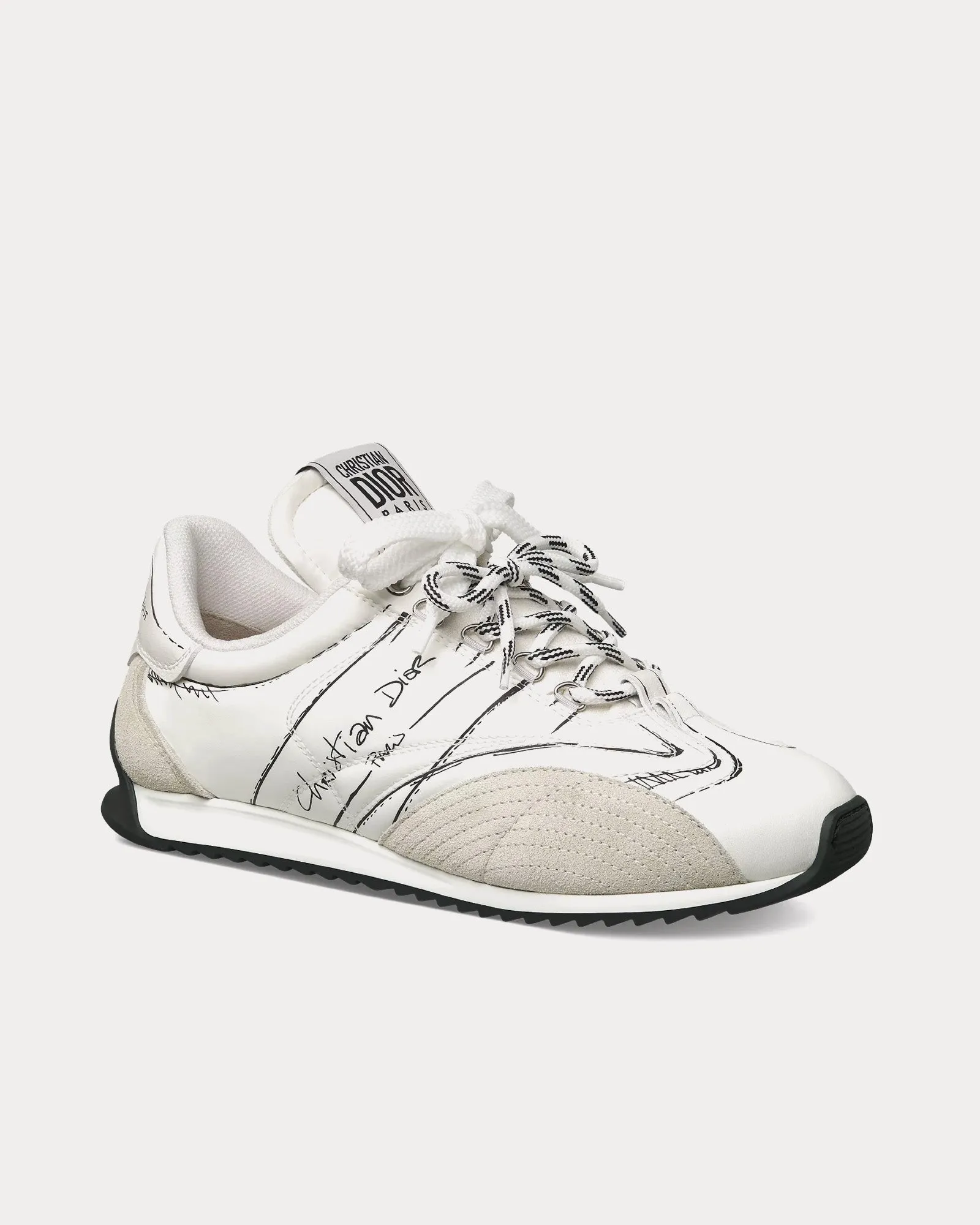 D-Sketch Nylon & Calfskin White Low Top Sneakers