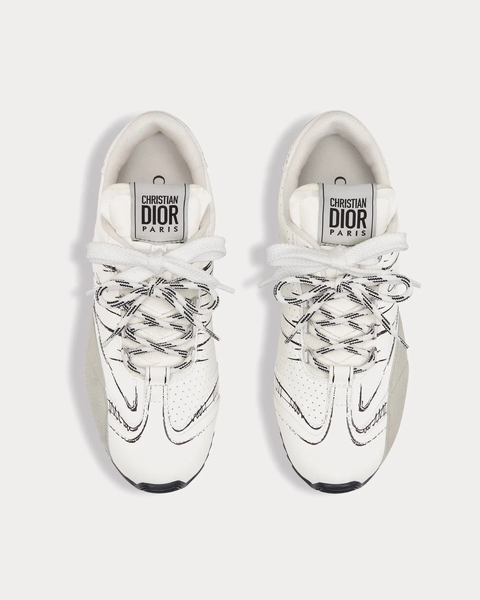 D-Sketch Nylon & Calfskin White Low Top Sneakers