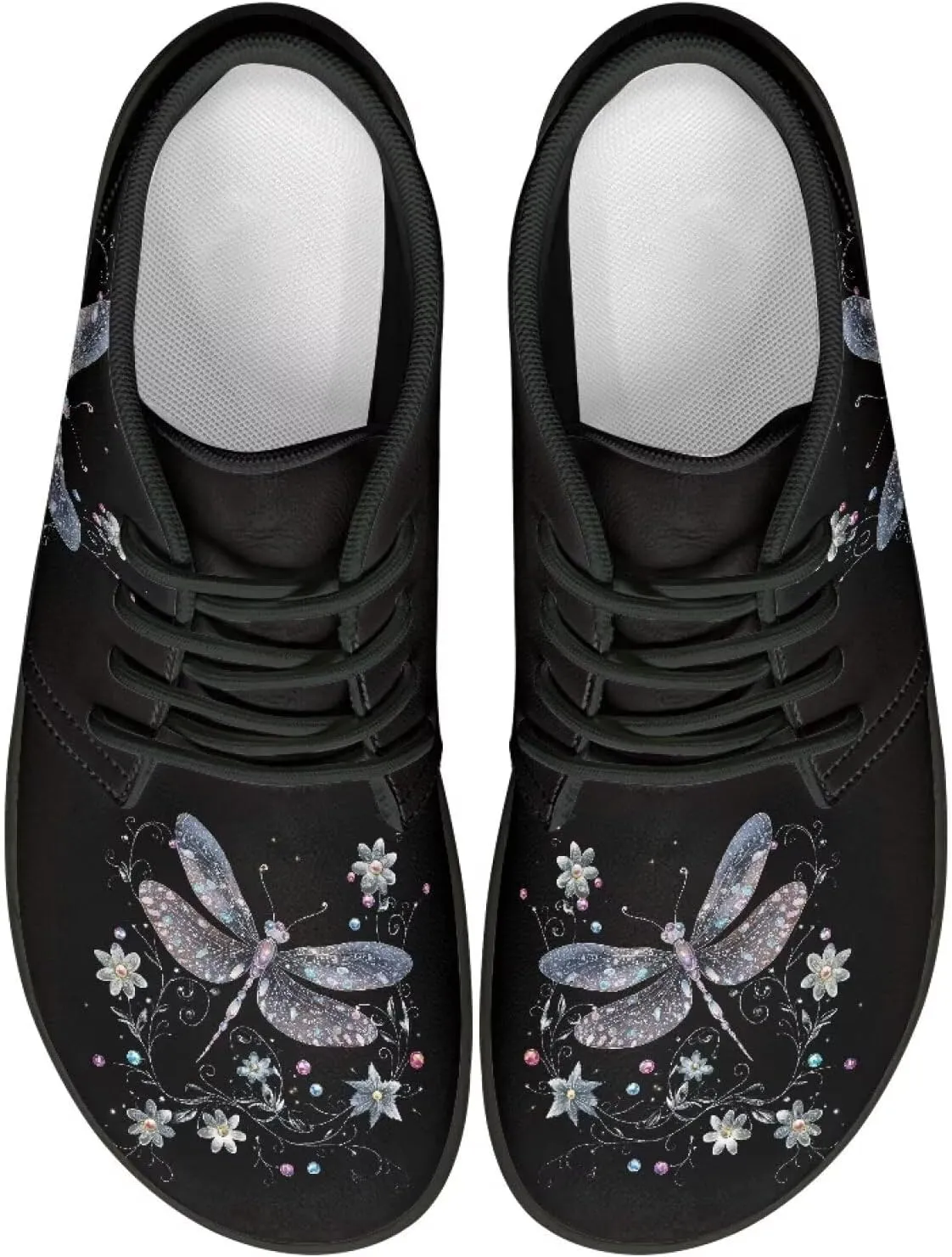 Doojoayie Wide Toe Box Sneakers Women Mens Barefoot Shoes with PU Leather for Travel