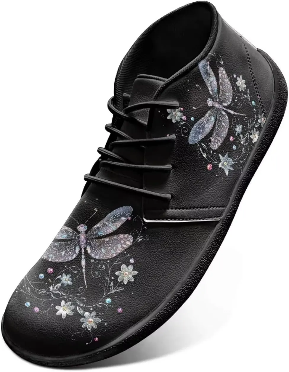 Doojoayie Wide Toe Box Sneakers Women Mens Barefoot Shoes with PU Leather for Travel