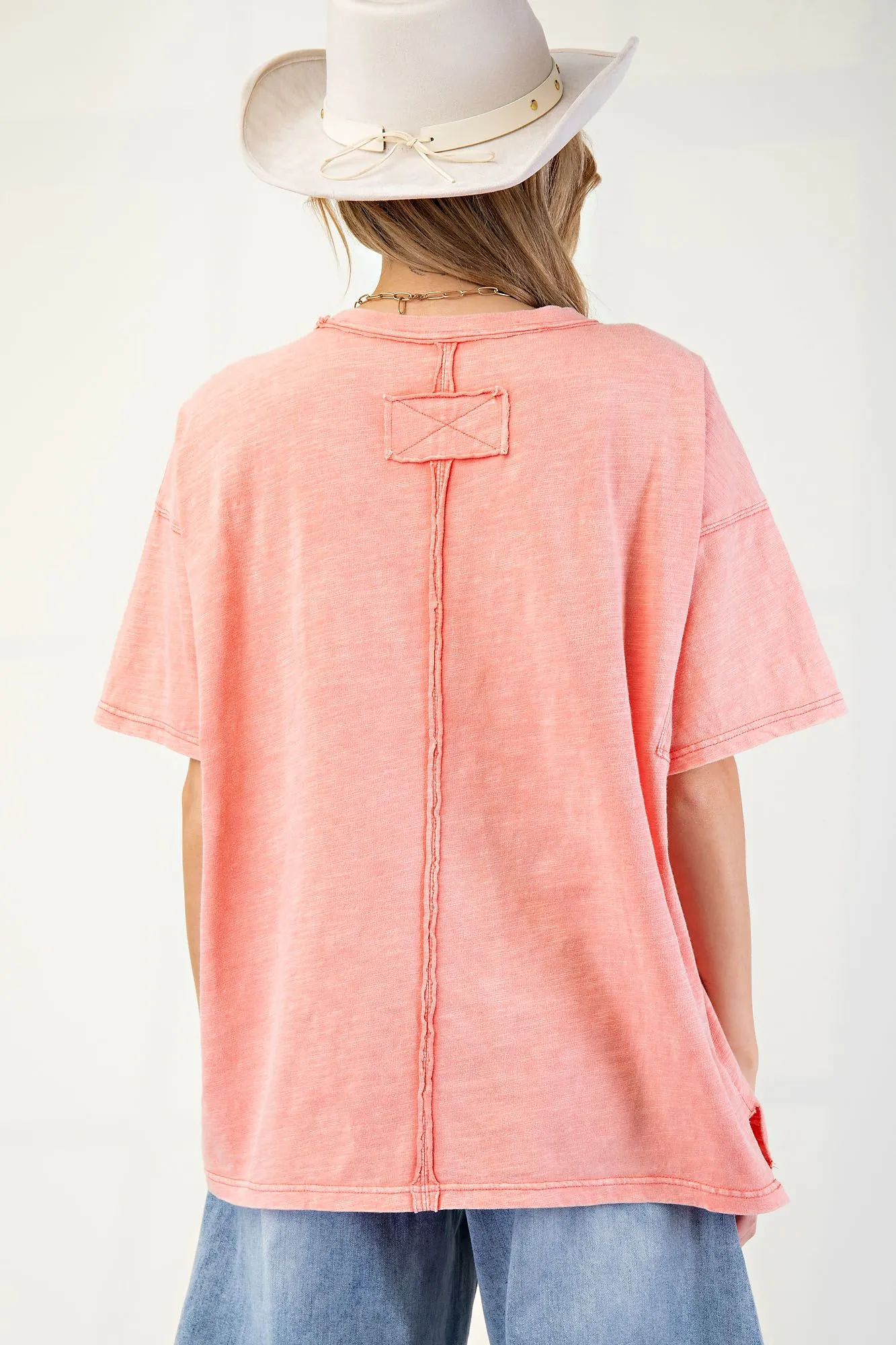 Easel Love Patch Mineral Washed Slub Tee  Casual Chic Style