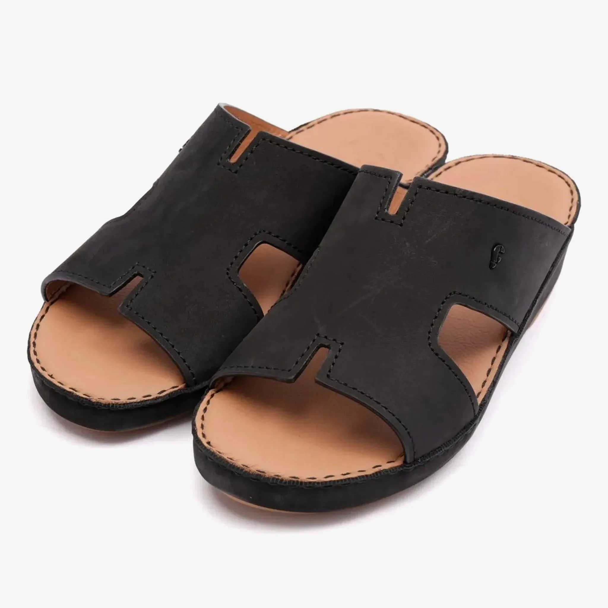 FARADA MENS ARABIC DAVINCI SUEDE SANDALS BLACK