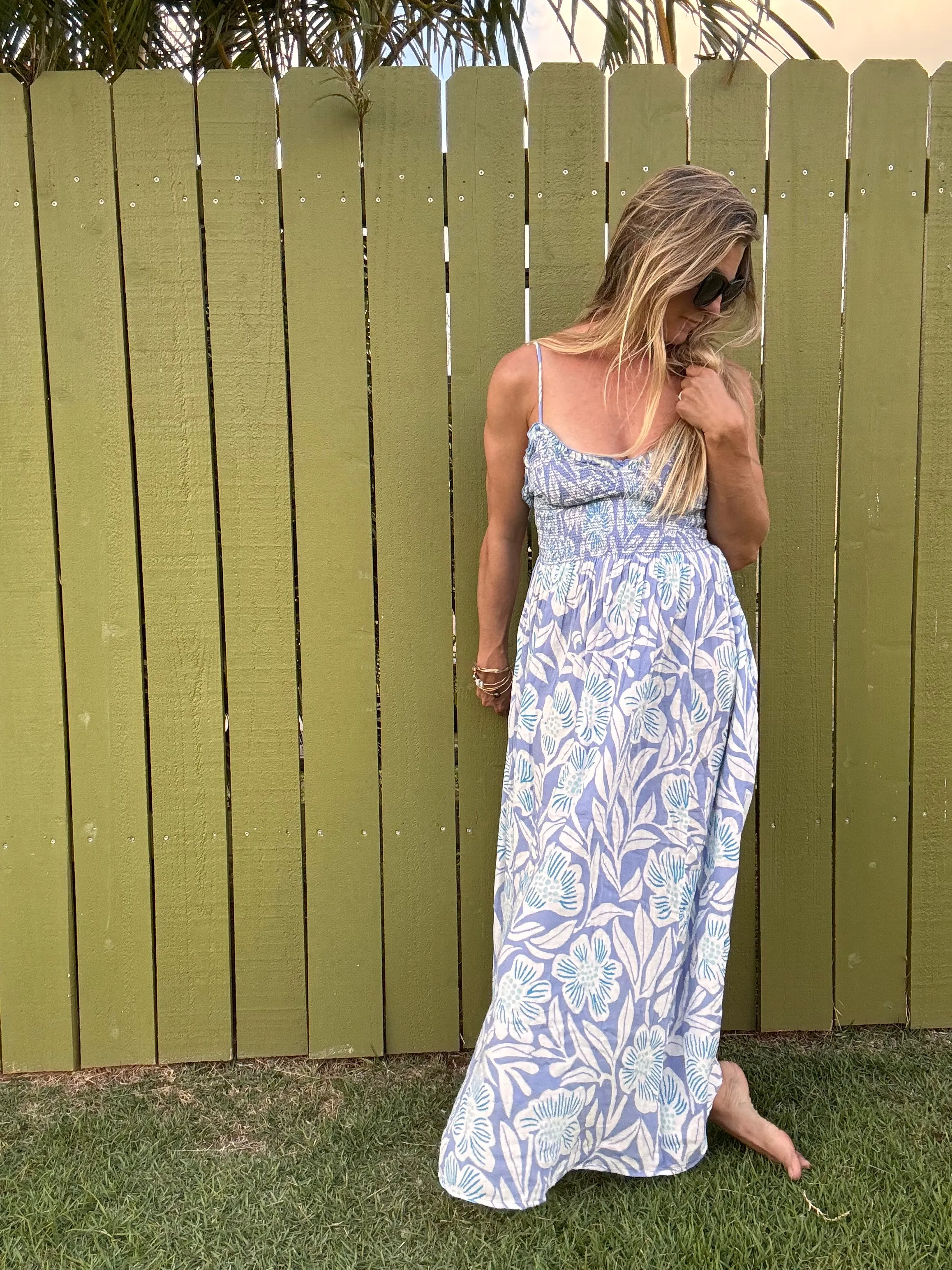 FREE PEOPLE Sweet Nothings Midi Dress - Blue Vista Combo