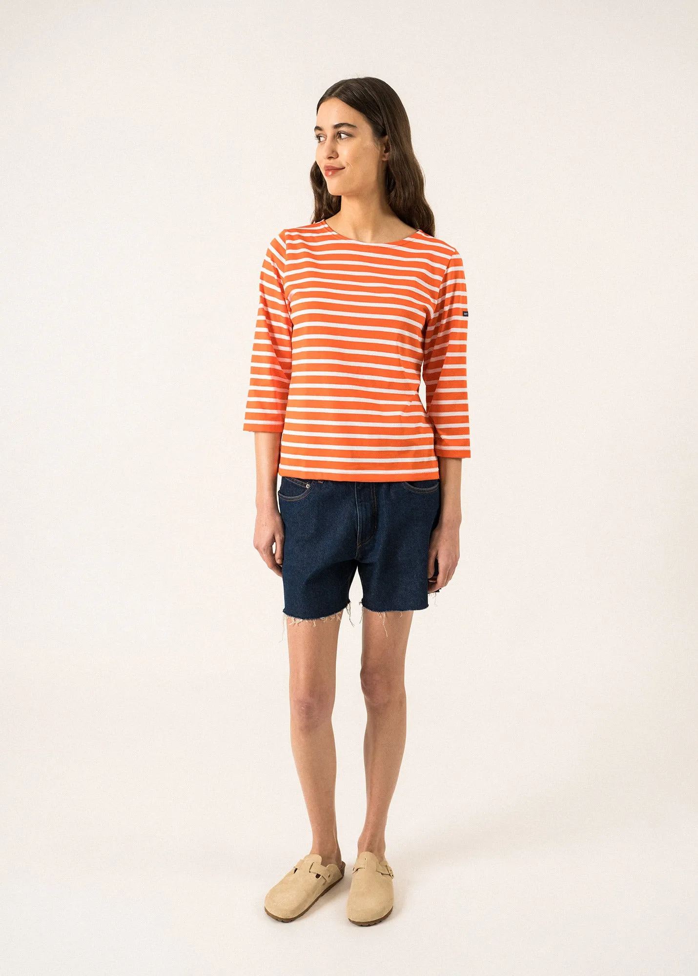 Galathe striped sailor shirt - slim fit, in light cotton (BASKET/NEIGE)