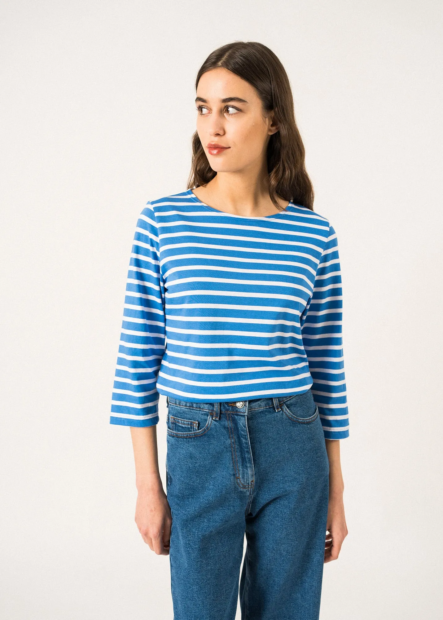 Galathe striped sailor shirt - slim fit, in light cotton (MER/NEIGE)