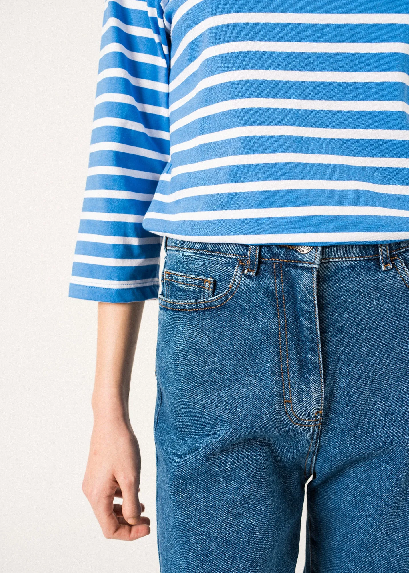 Galathe striped sailor shirt - slim fit, in light cotton (MER/NEIGE)