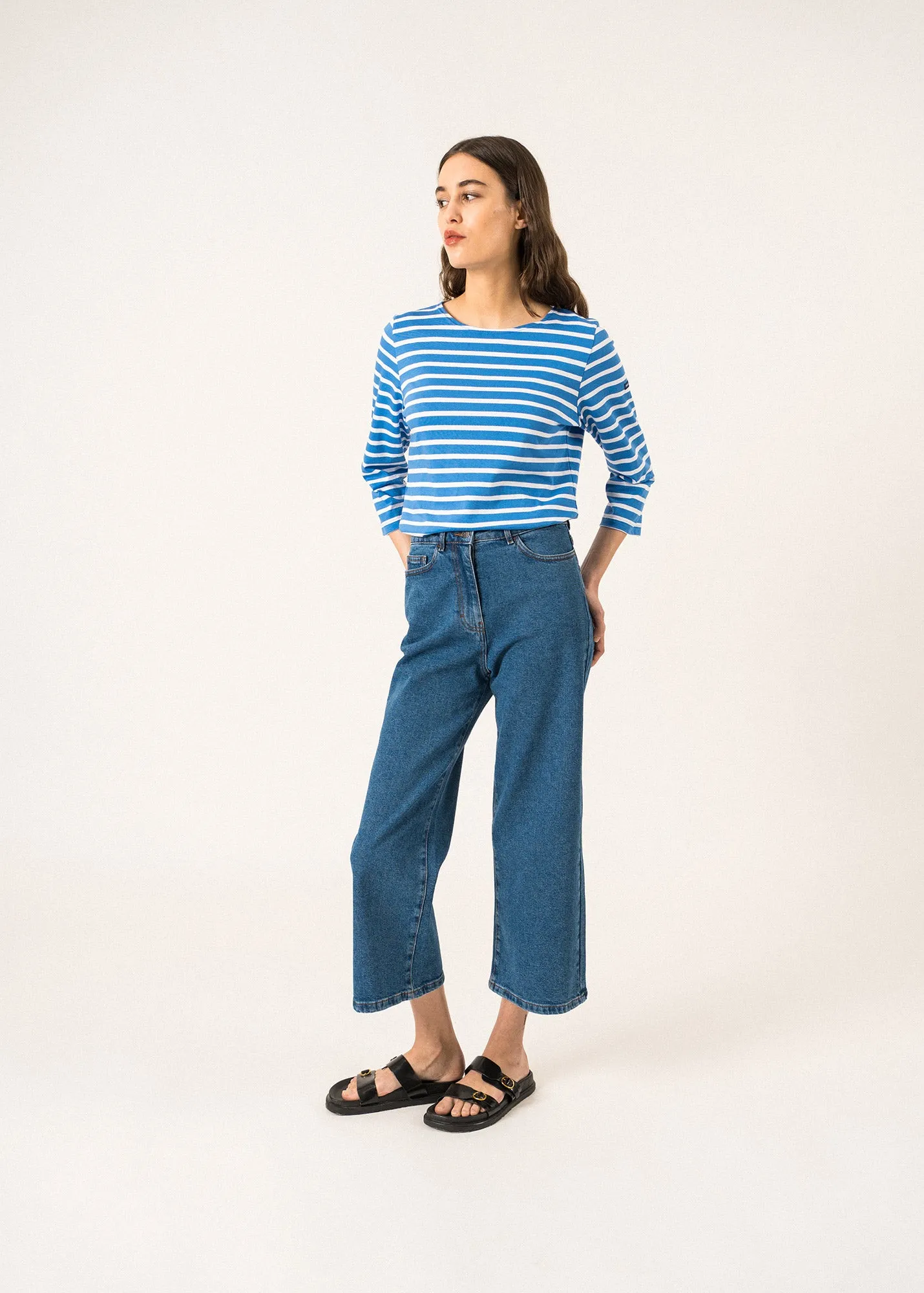 Galathe striped sailor shirt - slim fit, in light cotton (MER/NEIGE)