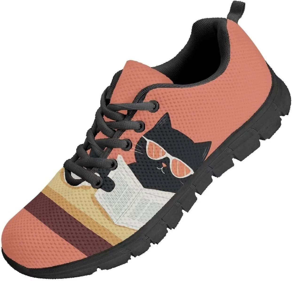 GOSTONG Womens Running Shoes Breathable Mesh Sneakers Non Slip Rubber Sole Lace up Outdoor Athletic Shoes Sole Black US 5-12