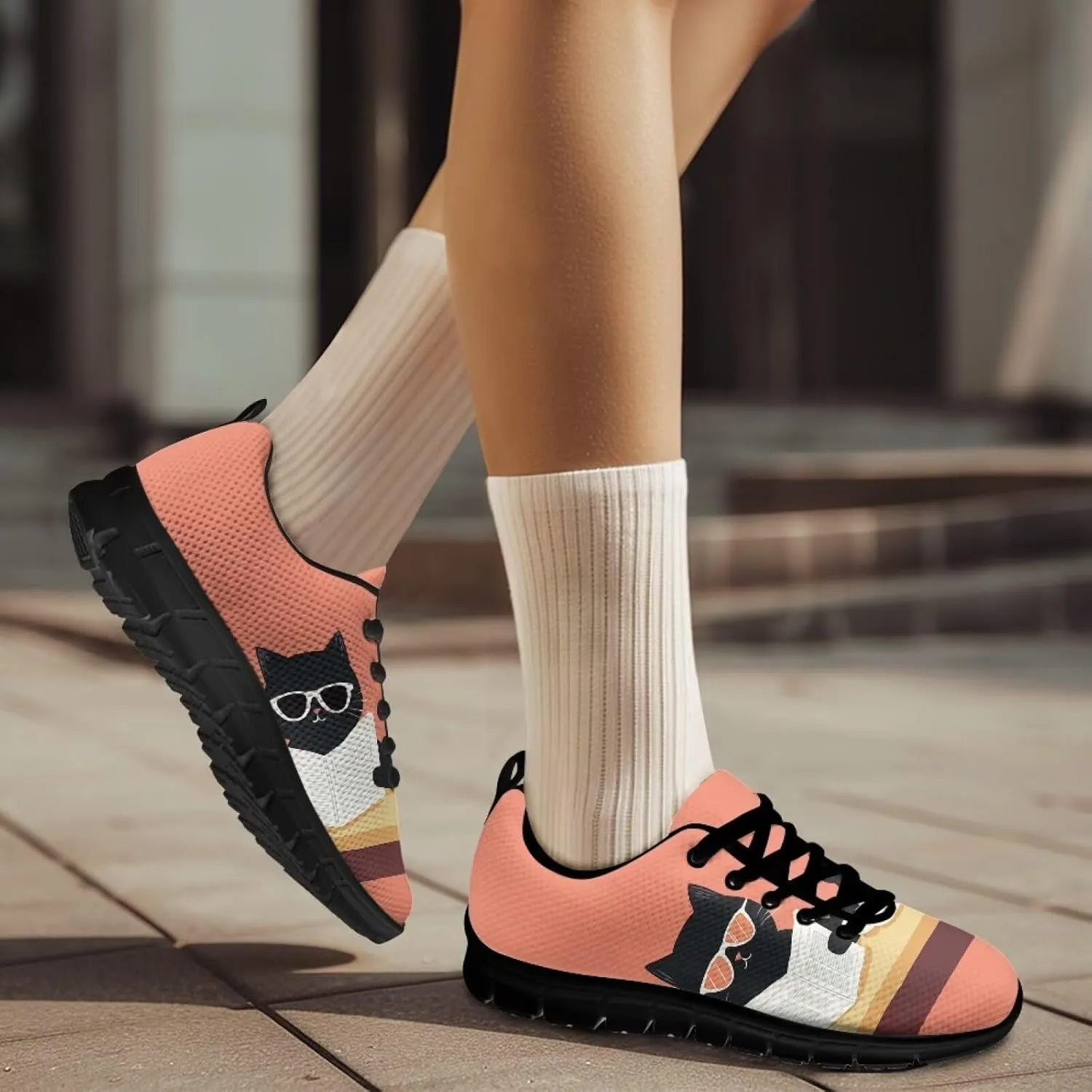 GOSTONG Womens Running Shoes Breathable Mesh Sneakers Non Slip Rubber Sole Lace up Outdoor Athletic Shoes Sole Black US 5-12