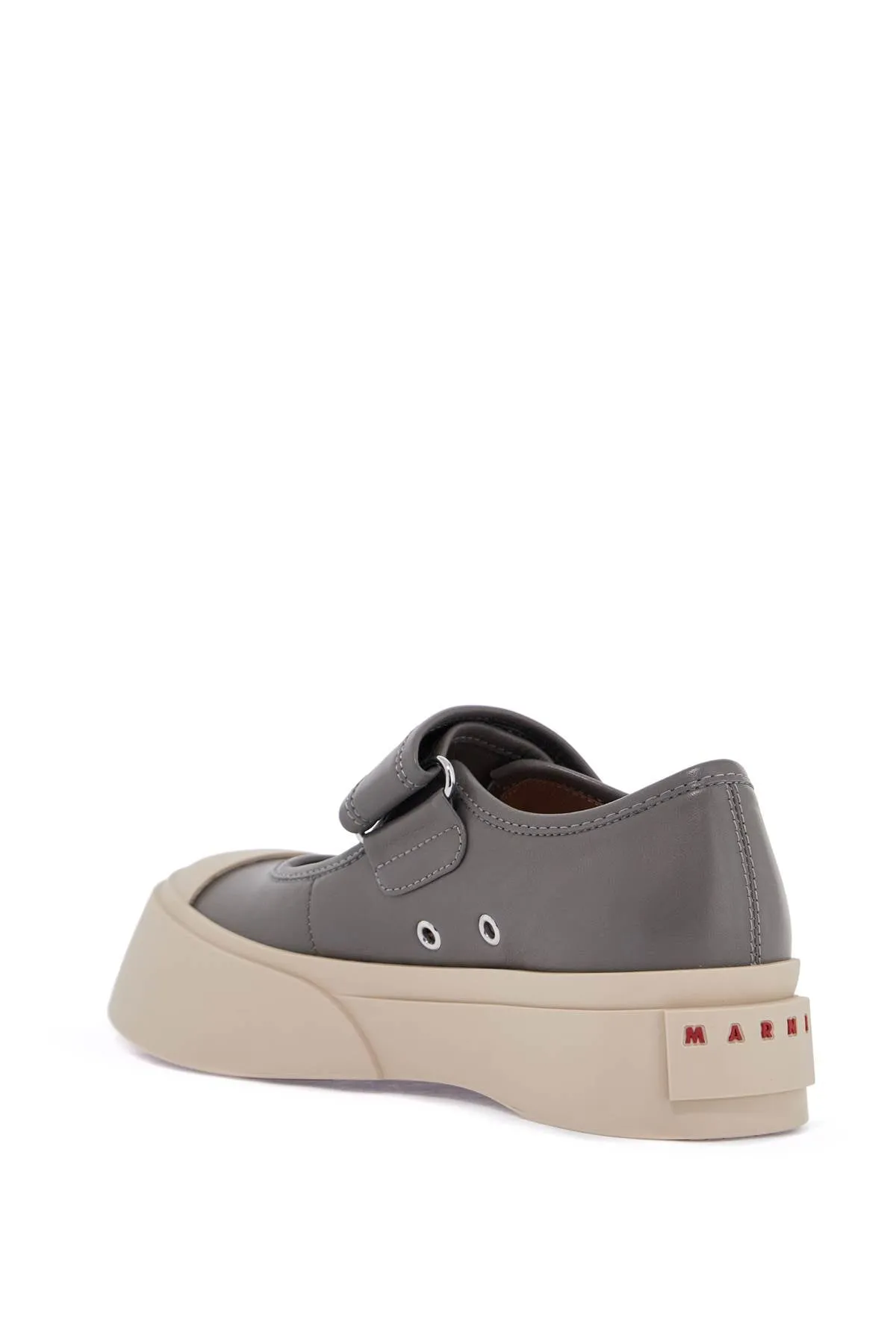 gray calfskin low-top sneakers with hook-and-loop closure SNZW003120P7226 NEUTRAL GREY
